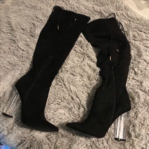 Clear heel boots!!